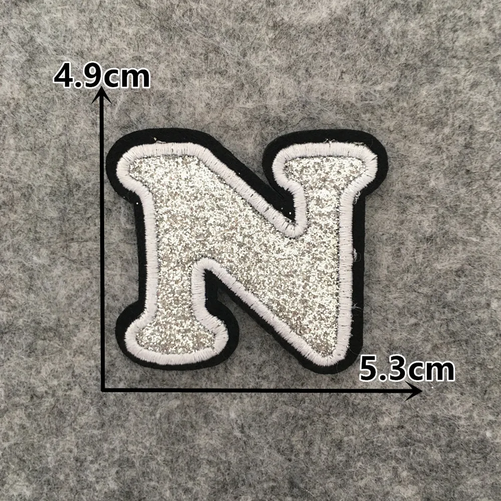 English Silver Letters Embroidery Iron-On Patches - Hot-Melt Adhesive DIY Clothing Embellishments (Set of 26)