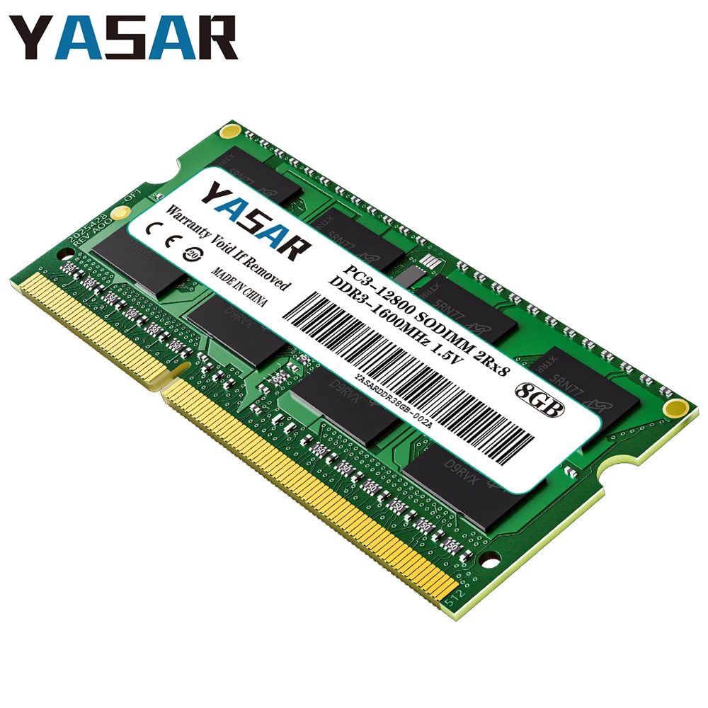 YASAR DDR3 Laptop RAM 4GB 8GB 16GB 1600MHz 1333MHz 1066mhz 204Pins 1.5V SODIMM PC3 8500 10600 12800 Laptop Memory Module Laptop Ram Memory Notebook Ram Memory