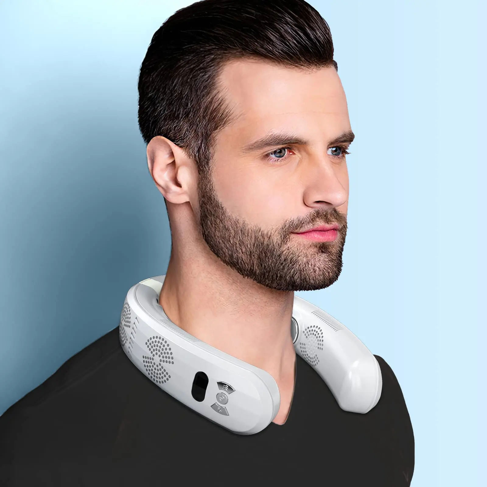 New Neck Air Conditioner Portable Neck Fan Semiconductor Cooling Ultra-Quiet Triple-Core Wearable Fans Cooling&Heating 6000mAh 5