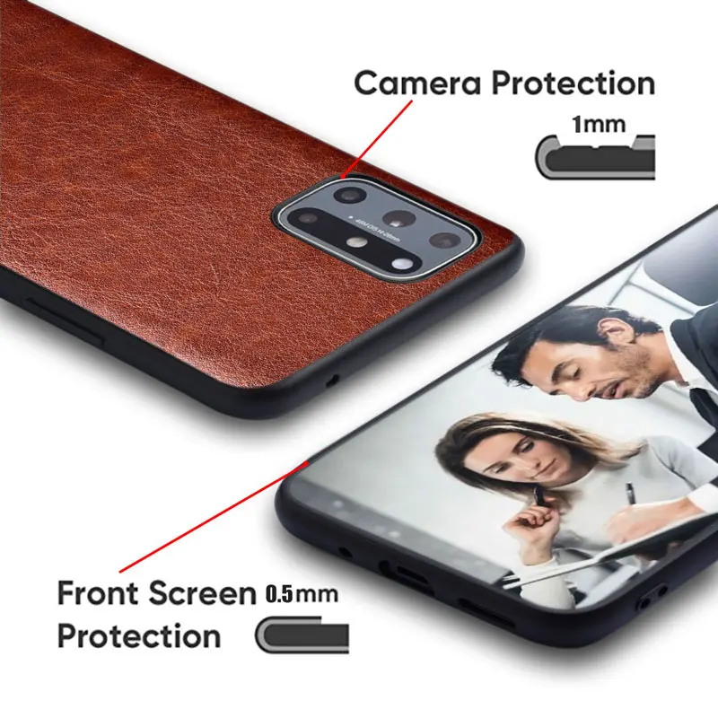 Luxury Leather Business Phone Case - Solid Color Soft & Hard Protective Cover