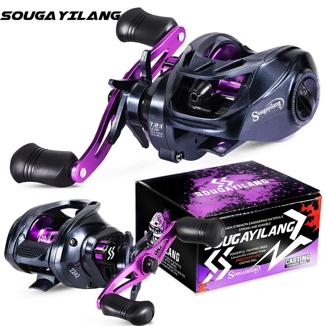 Sougayilang Purple Baitcasting Fishing Reel 7.2:1 High Speed Gear