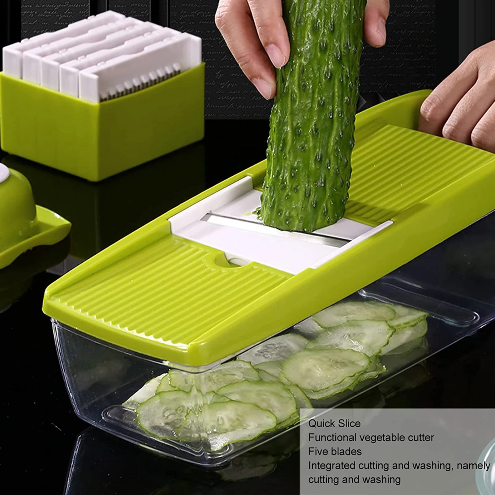 Multi-Functional Vegetable Cutter Fruits Potato Slicer Carrot Shredder With Blades Manual Drain Basket Slicers Kitchen Gadget