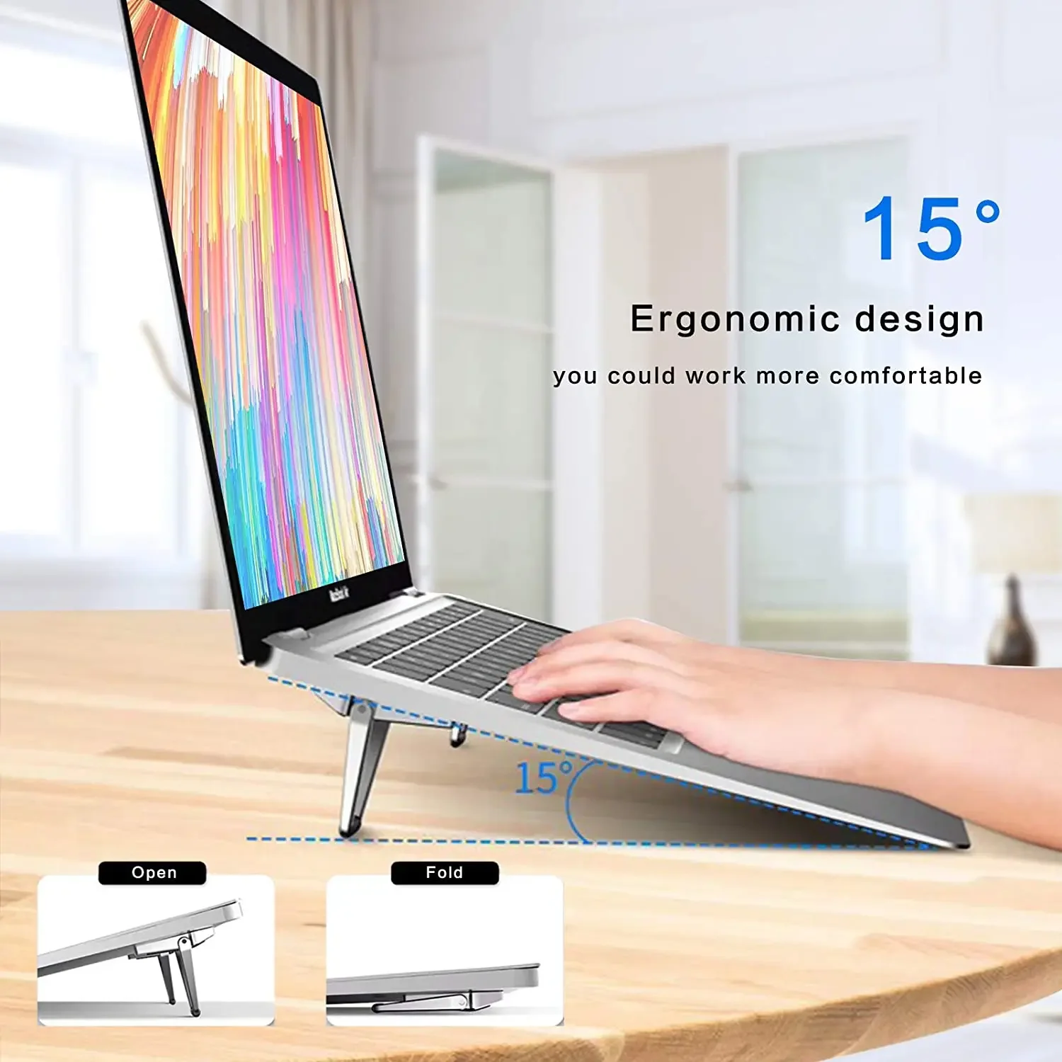Metal Laptop Stand Invisible Keyboard Riser Foldable Cooling Kickstand Lightweight Desk Computer Holders for MacBook Notebook