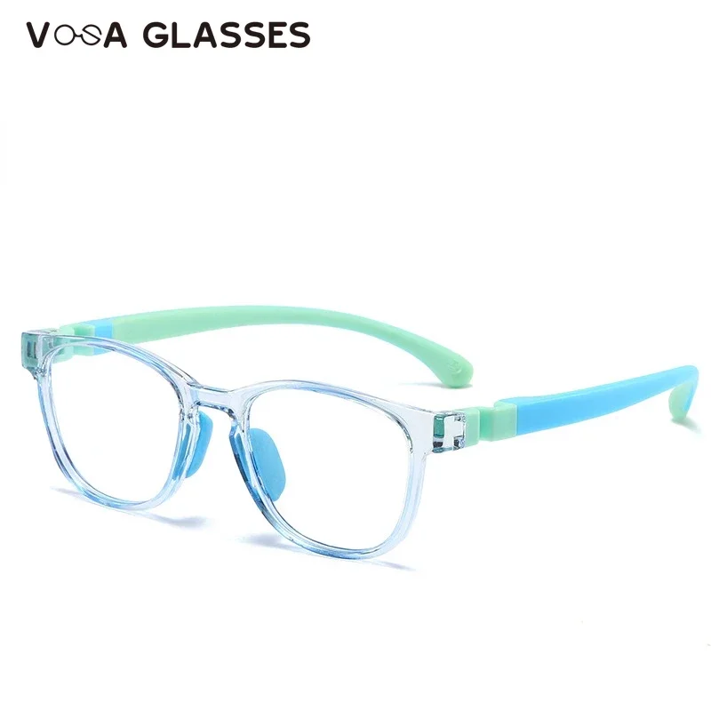 Anti Blue Light Kids Glasses Square Children Boy Girls Computer Transparent Blocking Reflective Eyeglasses Silicone Soft Frame