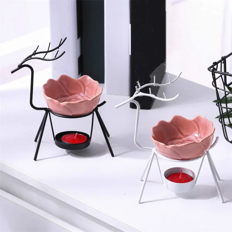 Stainless Steel Reindeer Tea Light Candle Incense Burner Candle Holder Aroma Burner Essential Oil Lamp Living Room Decoration