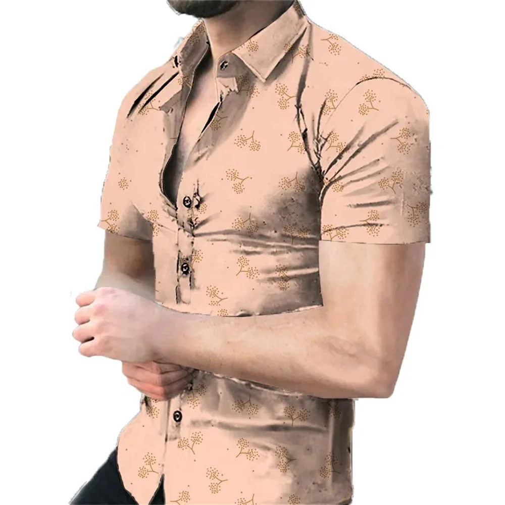Men's Check Shirts 2024 Summer Cool Casual 3d Print Hawaii Beach Shirts Lapel Short Sleeve Shirt Street Tops Men Women Clothes 4