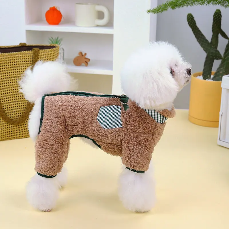 Pet Clothes Soft Warm Dog Jumpsuits Winter Pet Dog Jacket Zipper Small Puppy Yorkie Clothes Onesies Teddy French Bulldog Outfit