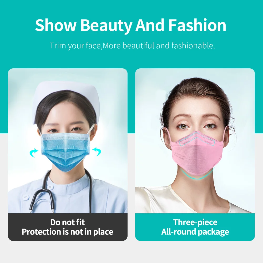 Disposable Face Mask KN95 Mask 3D Fish Mask CE ffp2mask 4 Layers Adult FFP2 Mascarillas Homologada FPP2 Respirator Reusable KN95 Filter Mascherina FFP 2 FFPP