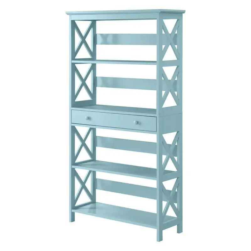 

Oxford 4 Tier Standard Bookcase with 1 Drawer, Sea Foam Blue