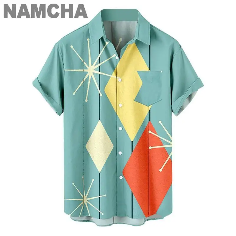 Summer Beach Style Men's Hawaiian Shirts 3D Printed Casual Musical Instruments Tops Loose Short-sleeve Blouses Camicias