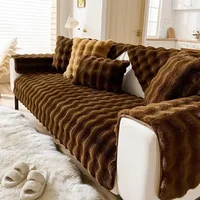 Thick Rabbit Plush Chaise Longue Anti Slip Sofa Mat 4seasons Universal Anti Slip Couch Cover L-shaped Sofa Slipcover Living Room 2