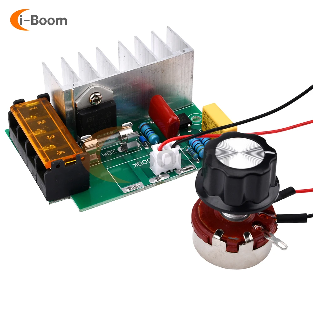 AC 220V 4000W SCR Motor Speed Controller Voltage Regulator LED Dimmer Speed Regulator Temperature Control Module with Fuse motor speed controller electric motor speed controller