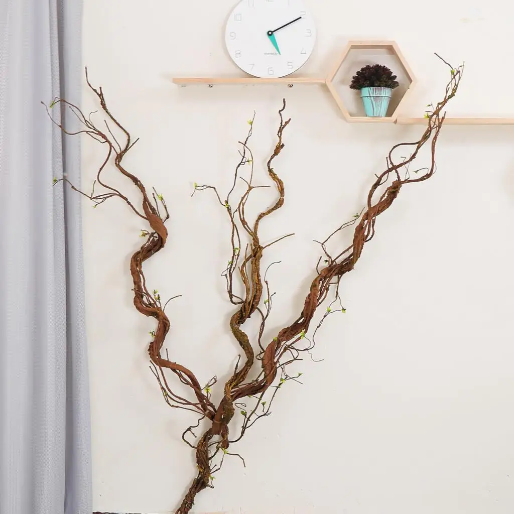 Fosolasi 300cm / 118 Pouces Flexible Vert Petites Branches Artificielles Faux Tronc Garland Guirlande De Vigne Cerisier Fleur De Vigne Porte D'entrée Reptile Habitat Décoration Murale (Vert