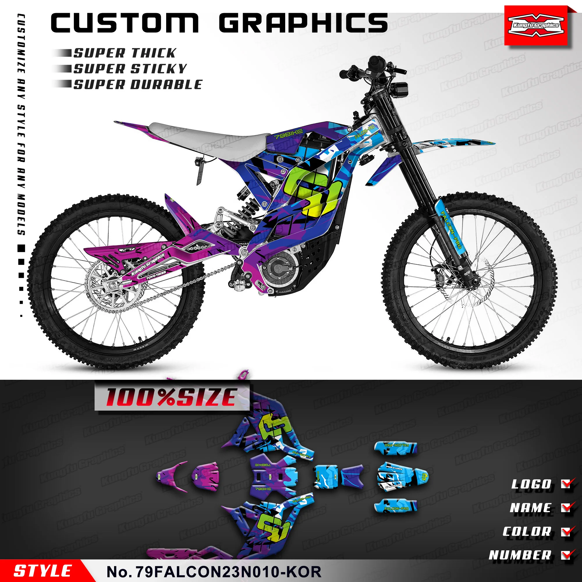 KUNGFU GRAPHICS MX Stickers Enduro Motorcycle Graphics for 79BIKE ...