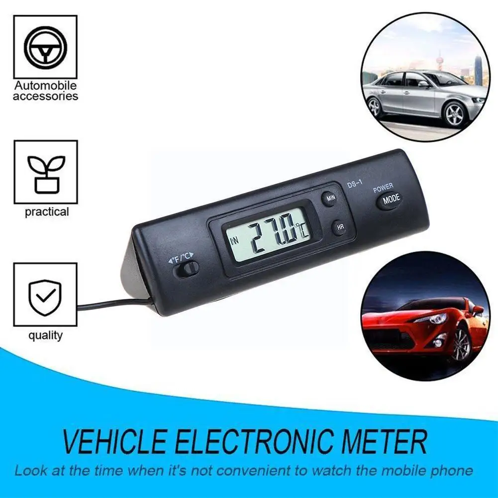 LCD Digital Car Clock Thermometer Hygrometer Automotive Meter Tester