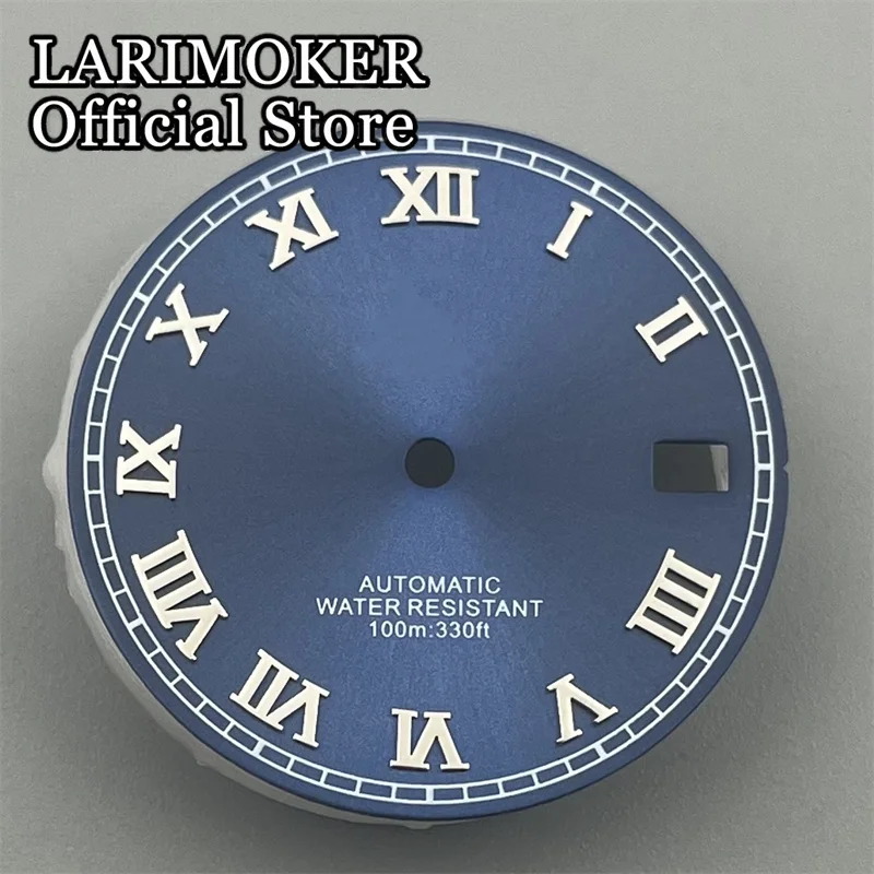 LARIMOKER 29 mm braun/rosa/blau/schwarz/weißes Sonnenstreifen-Uhrenzifferblatt ohne leuchtende Passform NH35 Automatikwerk-Uhrenzubehör – Detail 10