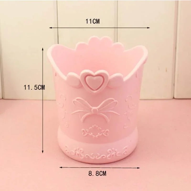 Small Bow Pen Holder Candy Color Pink Pencil Organizer Box Stand Container Kitchen Jars Household Products