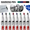 6/12Pcs/Set Permanent Marker Pen Cutter Head Waterproof Ink Thin Nib Crude Nib Black Blue Red Ink 2mm 4mm Fine Color Marker Pens 4