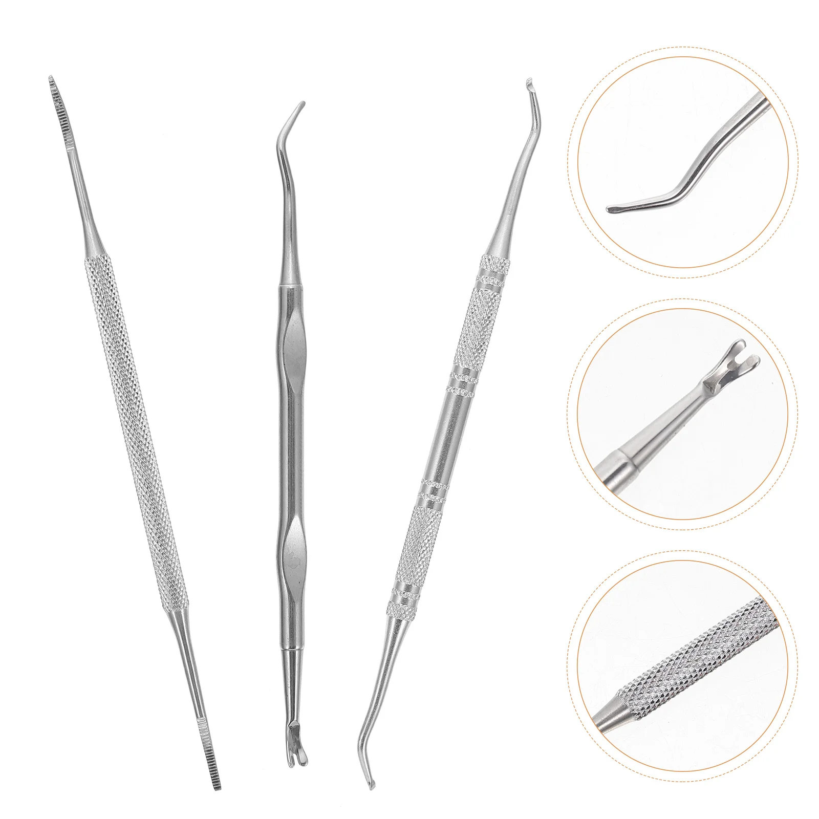 

3 Pcs Nail Remover Ingrown Tool Double-end Cleaner Orthotics Toenail Lifter Removal Kit Stainless Steel