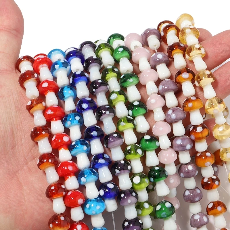 10/20pcs/lot Mixed Colors Lamp work Mushroom Beads Glass Beads For Jewelry  Making Necklace Bracelet Accessories Loose Spacer Beads Handmade Charm  Bracelet for J… in 2023