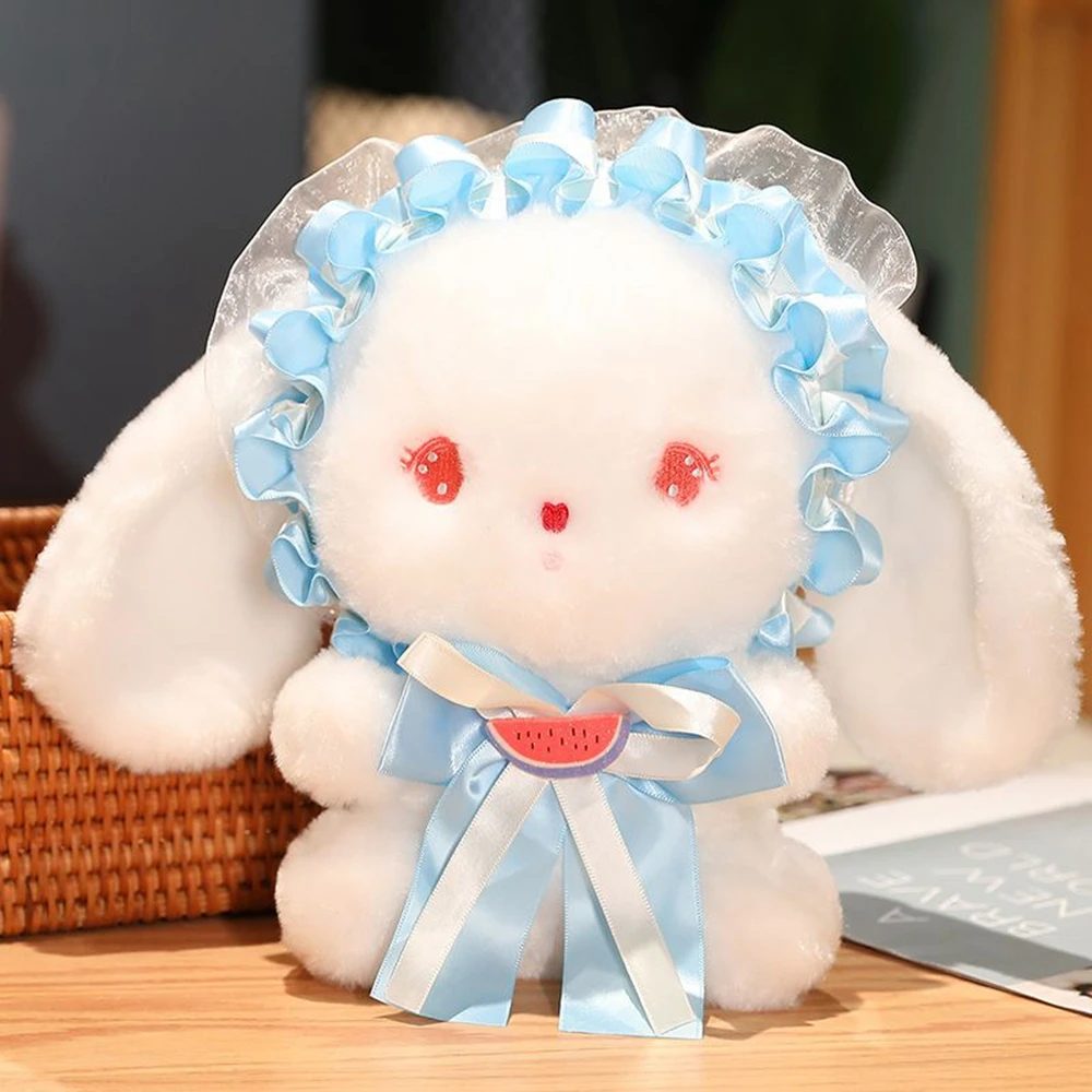 

25CM New Kawaii Lolita Rabbit Plush Toy Hair Accessories Bow Lace Cute DIY Dolls Send Girls Birthday Christmas Gifts