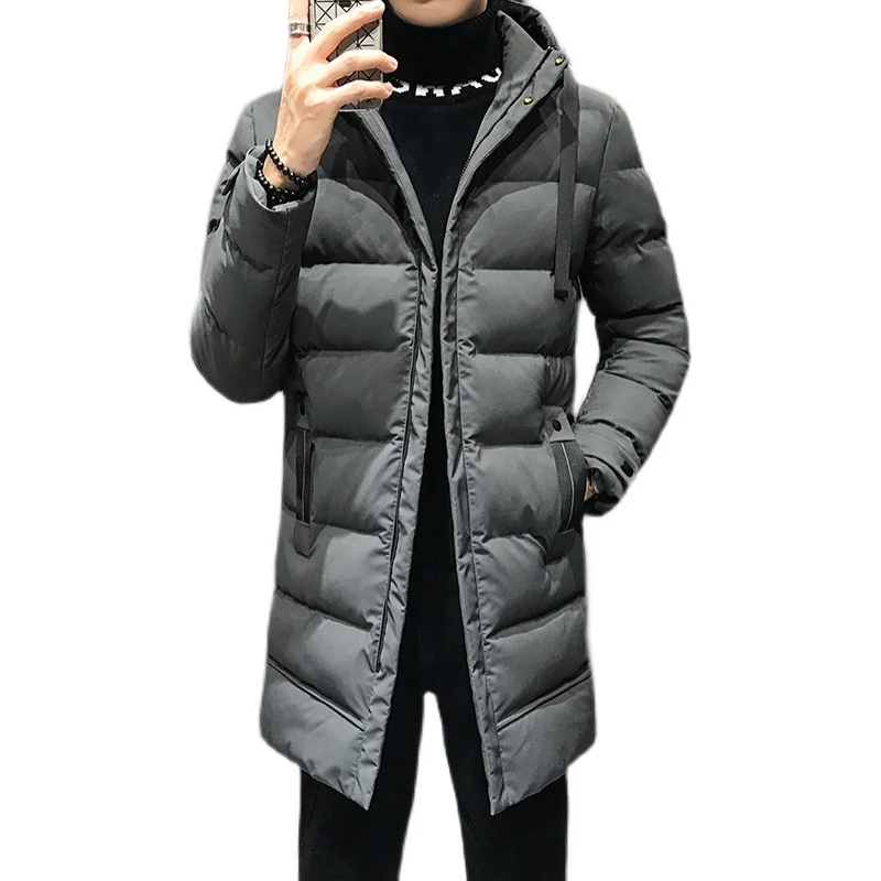 Men's Mid-Length Thiened Winter Jaet Du down Cotton Coat Warmth Sle 2023 New Faion Trend Youth Casual Zipper Closur...