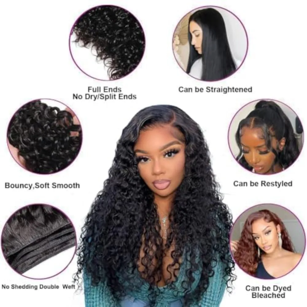 12A Bundle/1pc Water Wave Human Hair 8-30 Inch Weaving Natural ColorBrazilian Virgin Remy High Quality 180% Density 5
