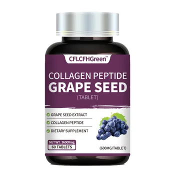 1 bottle grape seed collagen peptide tablets to improve skin elasticity uniform skin tone enhance immunity supplement nutrition