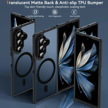 UYUXIO Translucent Magnetic Mobile Phone Case for Samsung Galaxy Z Fold 7 Wireless Charging Cases Rugged Slim Cover with Magnet 2