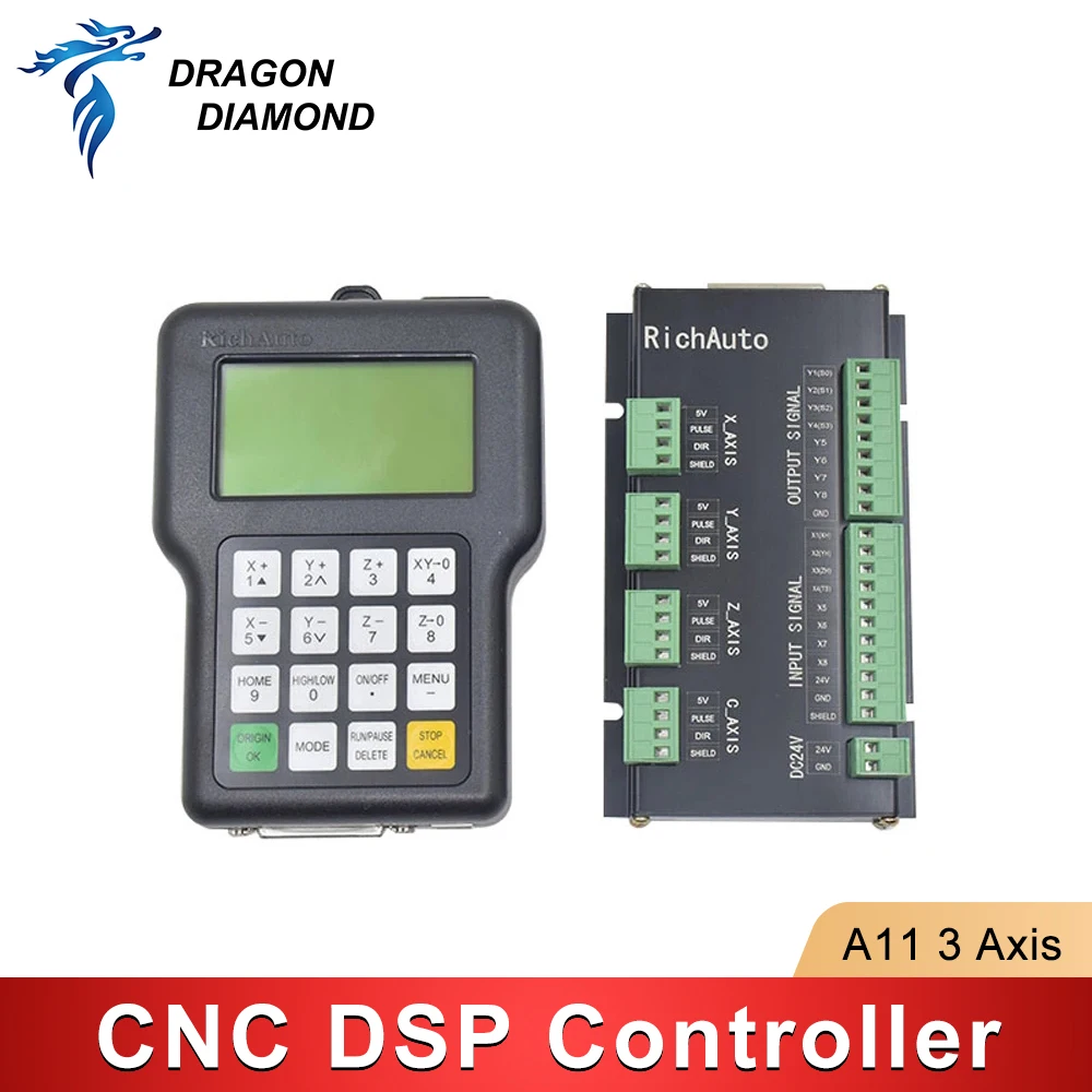 

Original RichAuto DSP A11E A11C A11S 3 Axis Motion USB Controller Remote for CNC Router Handle Control System