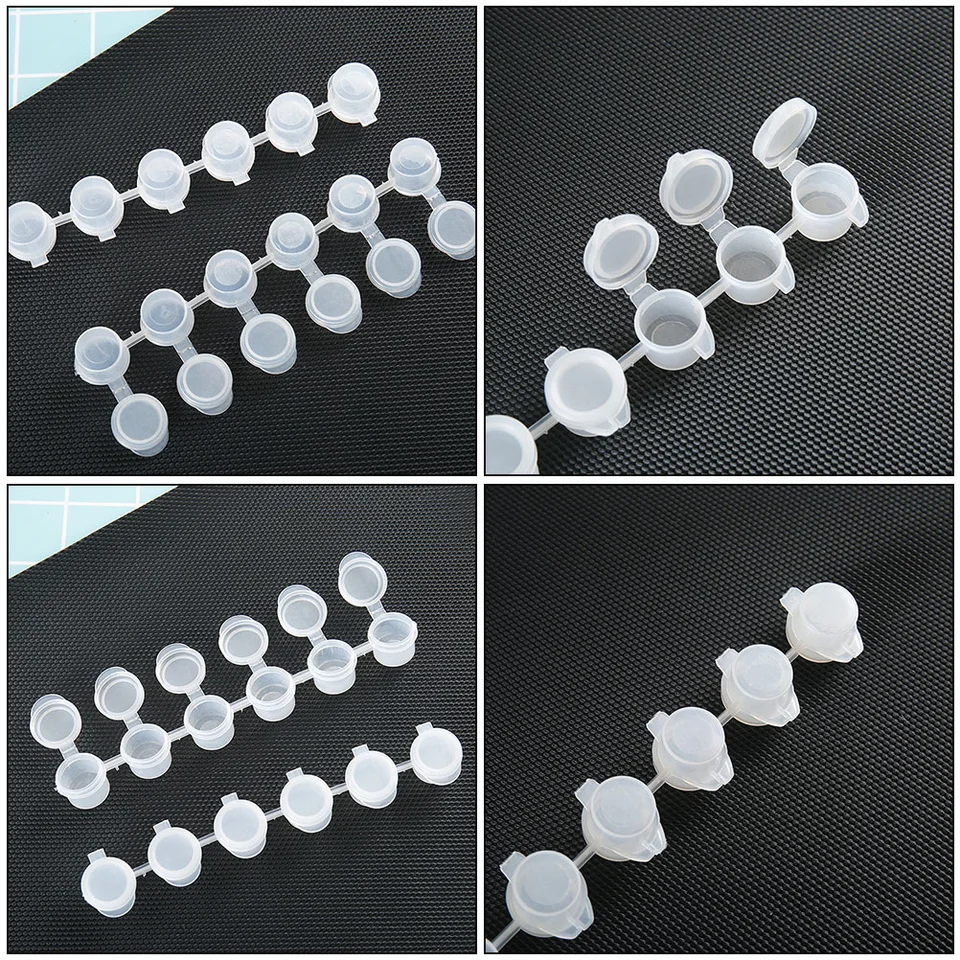 30 Mini Empty Paint Pots With Lids - 5 Strips Of 3ml Plastic Containers For Art, Crafts & Storage