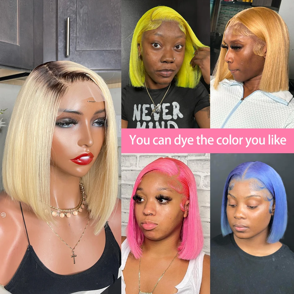 Short Bob Wig 613 Honey Blonde Color Brazilian Straight Bob Wig HD Lace Front Human Hair Wigs 13x4 13x6 Lace Frontal Wigs human hair wig