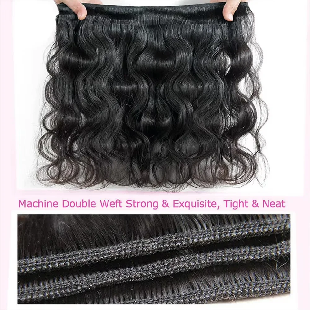 Extensions de Cheveux Humains Naturels Noirs Brésiliens Ondulés, Non Traités, Remy, Tissages Épais et Doux, Longueurs de 10 à 40 Pouces 1