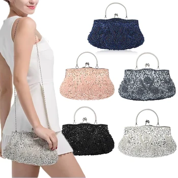 Evening Party Clutch Bag Small Totes Mini Wallets Women's Handbag Exquisite Ladies Beaded Embroidered Wedding Party Handbag
