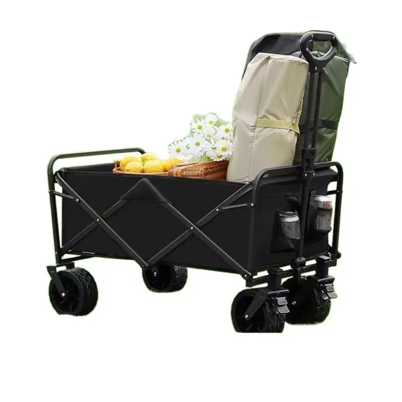 Home Garden Electric Scooter Shelf Folding Cart 4 Wheels Handcart Foldable Camping Trolley Cart Adult Folding Cargo Carts Wagon