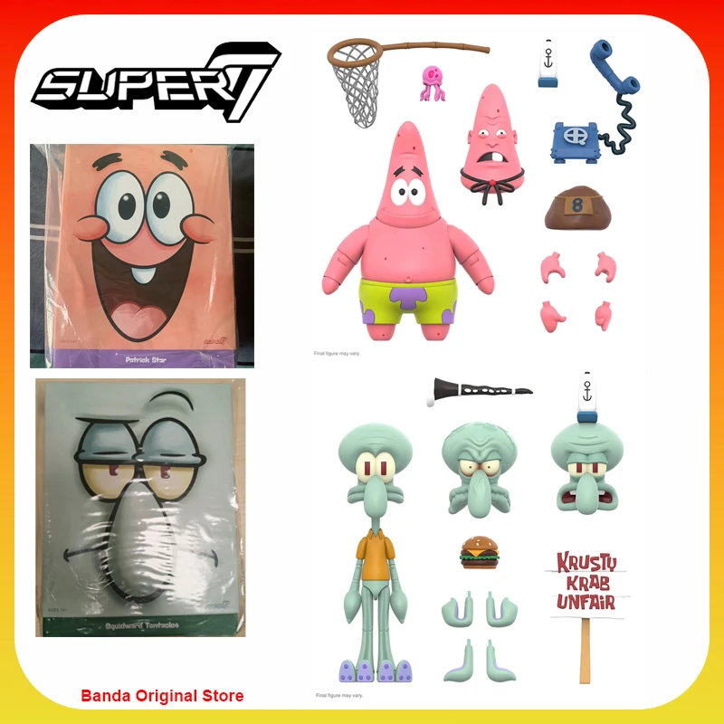 100% In Magazzino Originale Super7 Spongebob Squarepants Patrick Star Squidward Ultimate Anime Action Collection Figure Model Toys