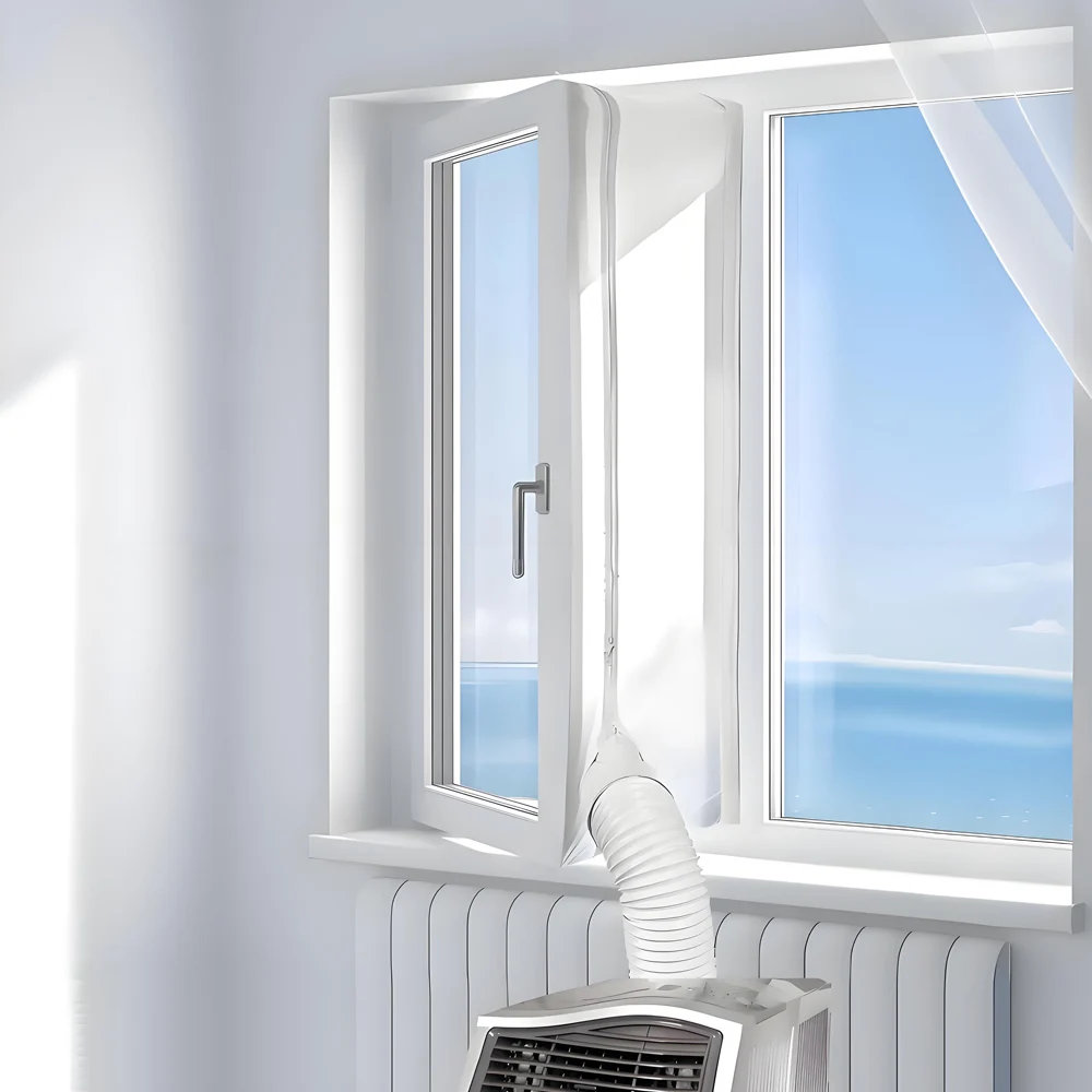 Joint de fenêtre AirLock pour climatiseur portable, 3/4M, flexible, avec fermeture éclair et adhésif rapide 1 Joint de fenêtre AirLock pour climatiseur portable, 3/4M, flexible, avec fermeture éclair et adhésif rapide 1