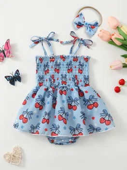 Baby Girl Summer Cherry Print Romper 1
