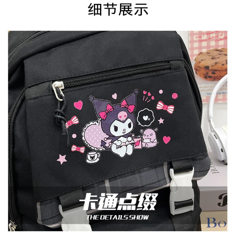 Sanrio Kurome Backpack Cute Large Capacity Cartoon Backpack 3-6th Grade Junior High School Students High School School Bag Women