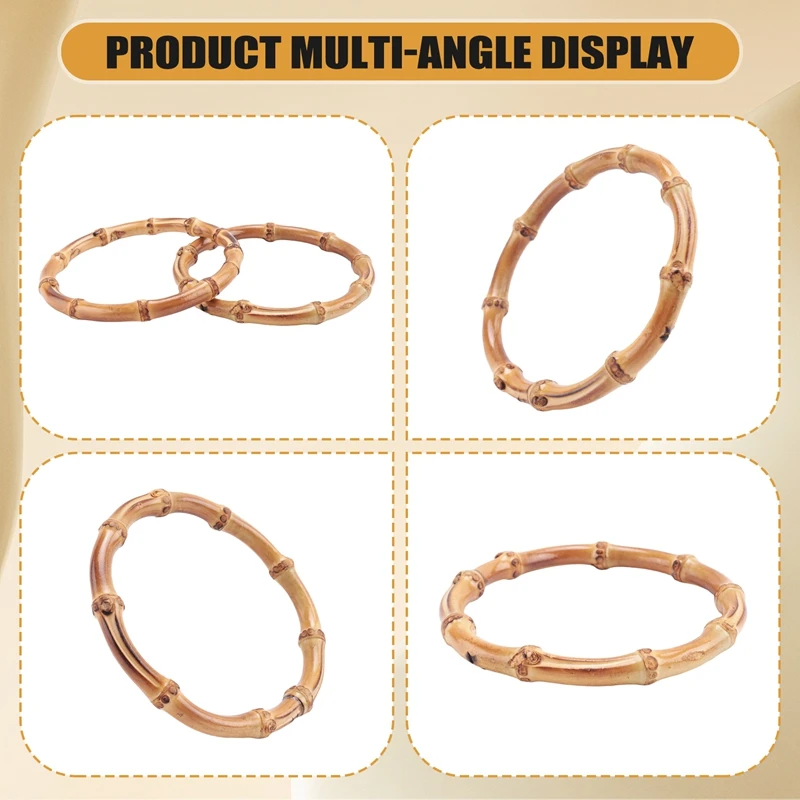 Y17A 4Pcs Wooden Round Bamboo Bag Handle Replacements Handmade Bag Purse Making Handles For Handbag Crafting