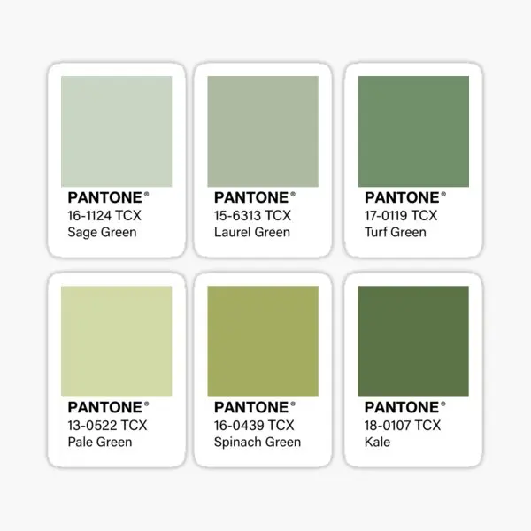 Green Pantone Color Swatch Pack 5 Pezzi Adesivi Per Bagagli Kid Decor Adesivi Per Auto Stampa Cartoon Anime Sfondo Divertente Laptop