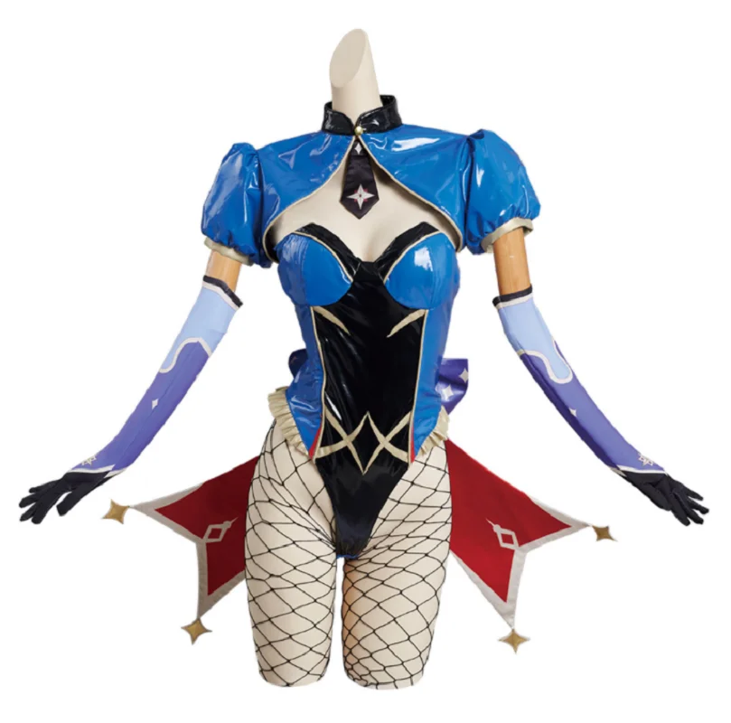 

Genshin Impact Mona Cosplay Costume Blue Bunny Girl Jumpsuit Set Halloween Carnival Adult Set