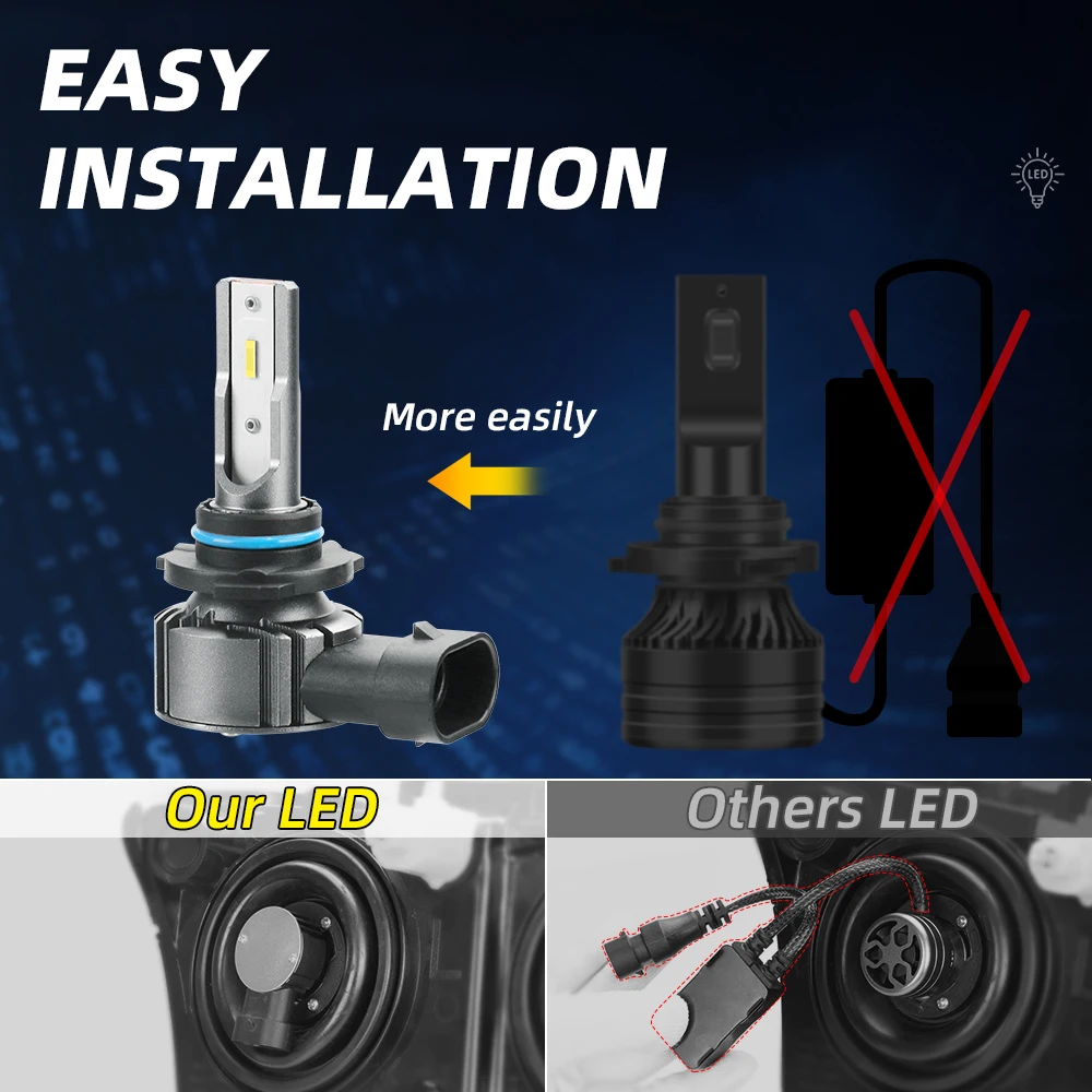 50000LM 200W H8 H9 H11 LED CANbus 9005 HB3 9006 HB4 LED 헤드라이트 터보 자동차 안개등 6500K 화이트 플러그 앤 플레이 IP68 방수