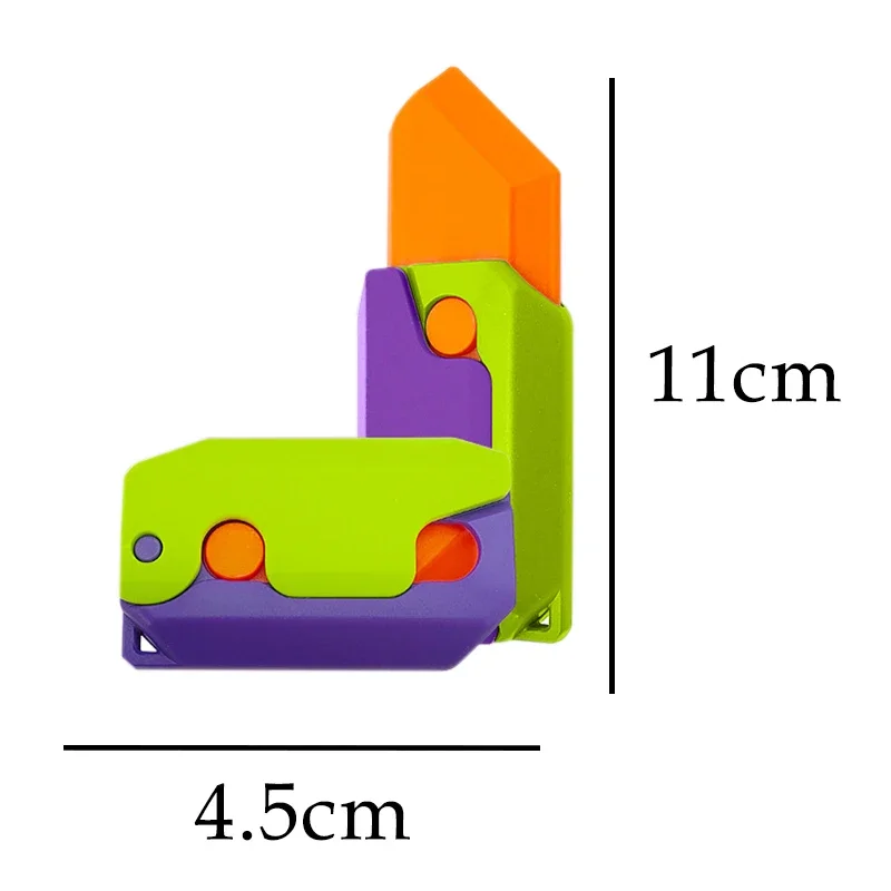 3D Carrot Gravity Knife Fidget Toys Children Decompression Push Card Small Toy 3D Printing Plastic Carrot Knife
