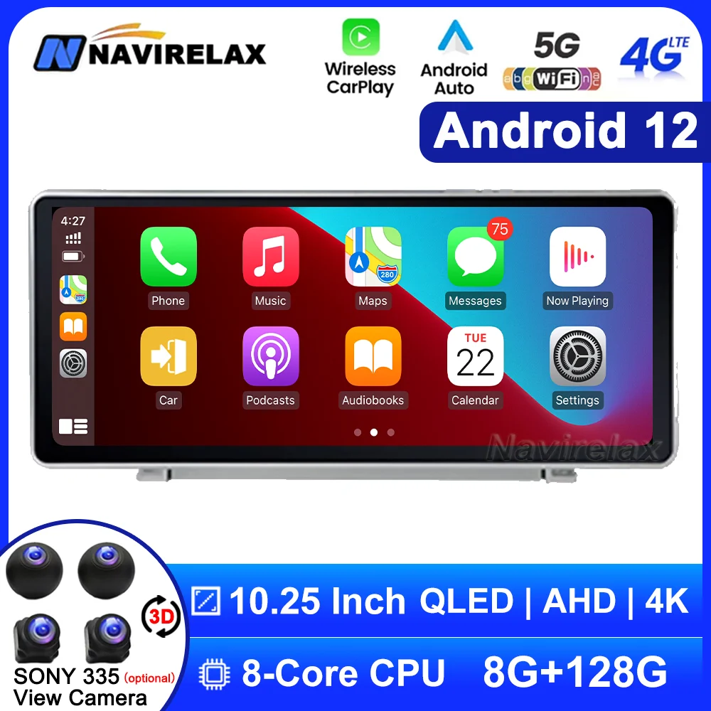 

10.25" Android 12 For Audi Q5 Q5L 2018 2019 2020 Auto Car Multimedia GPS Navigation Radio Video CarPlay Touch Screen WIFI Stereo