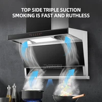 Stainless Steel Range Hood Top Side Three Exhaust Range Hood Kitchens Large Suction Range Hood 90cm Household 1