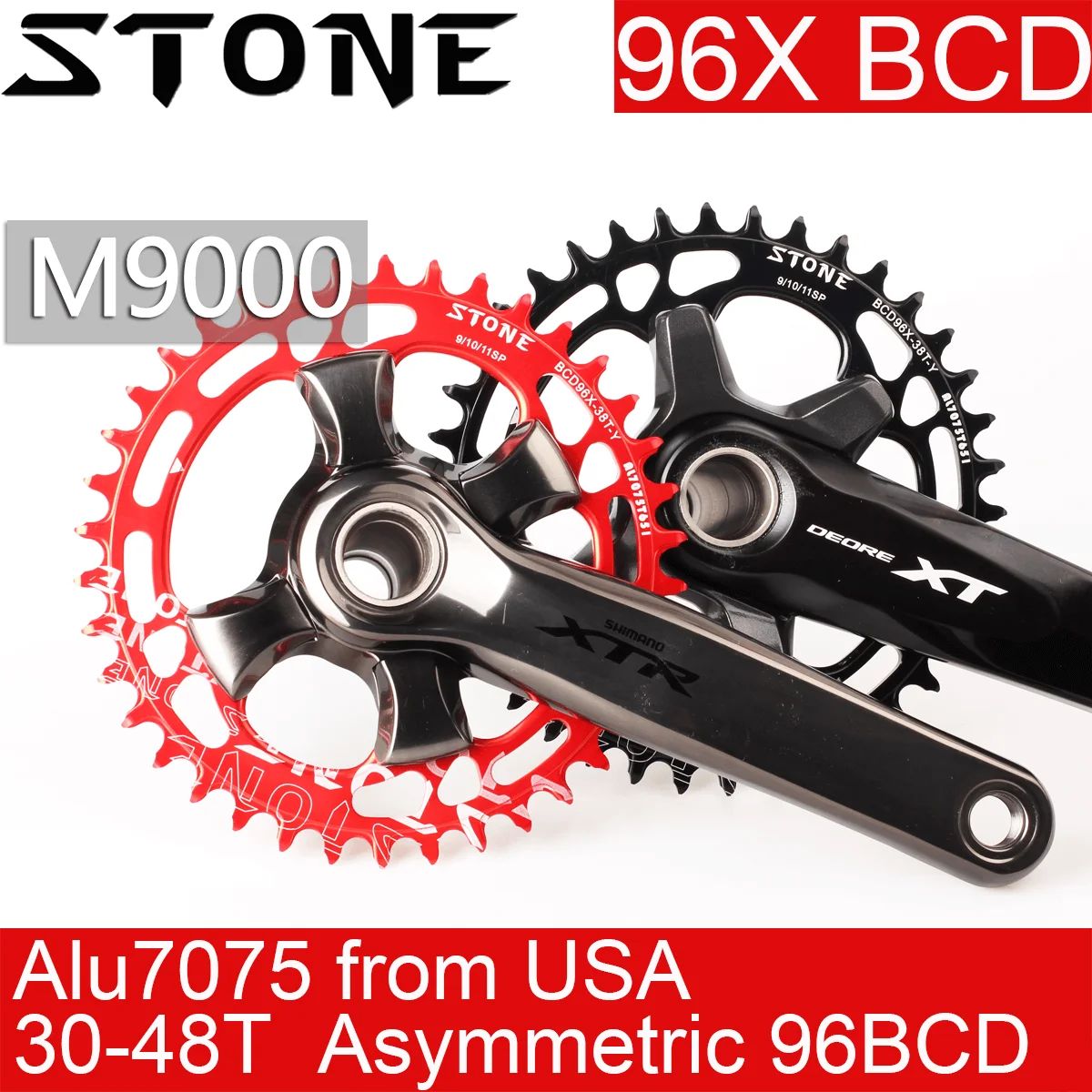 

Stone 96 BCD Round Chainring for Shimano M7000 M8000 M9000 32t 34 36t 38 40t 42 44 46 48T MTB Bike Chainwheel Tooth Plate 96bcd