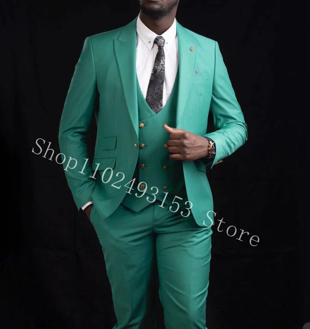 New Arrival Men Suits Slim Fit 3 Pieces Male Suits Bridegroom Groomsmen Wedding Tuxedos Blazer+Vest+Pants Costume Homme Mariage