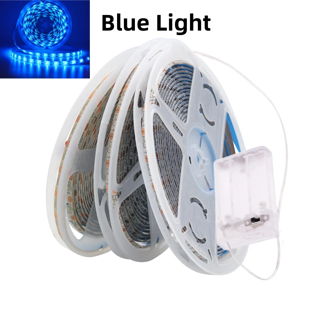 Tira de luces LED con alimentación por batería 3AA, 5 V, SMD2835, 1 m, 2 m, 3 m, 4 m, 5 m, cinta de iluminación flexible, 60 LED/m, luz de fondo para TV blanca o blanca cálida