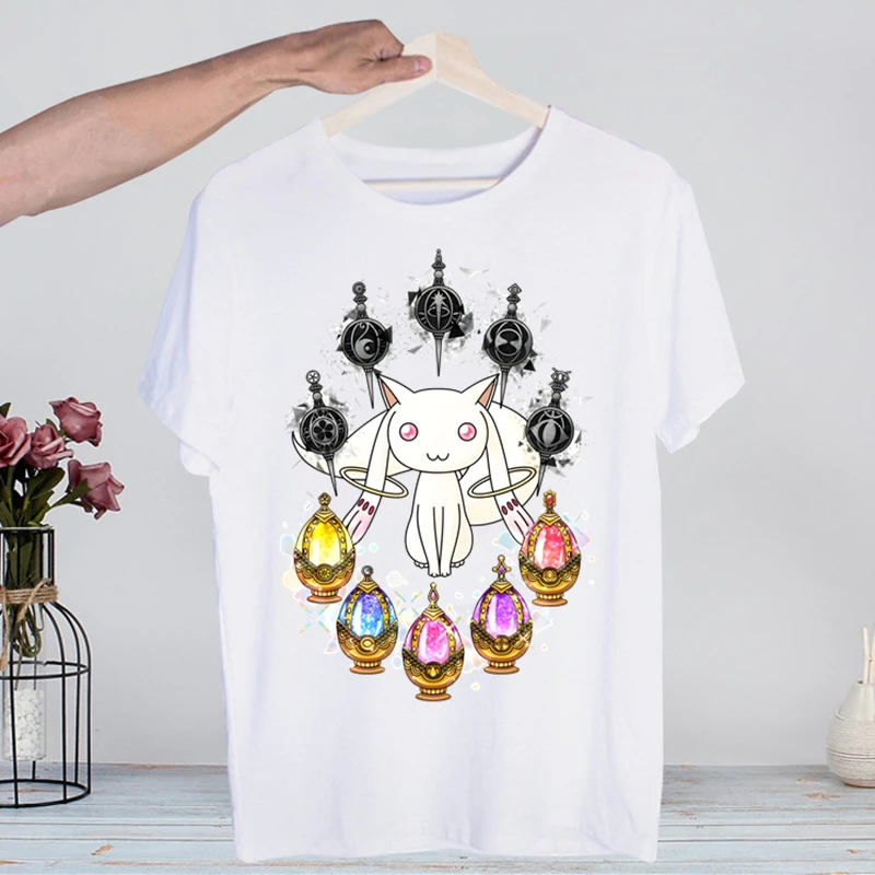 Retro Washed Madoka Magica Graphic Tee - Men’s Harajuku Streetwear